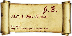 Jóri Benjámin névjegykártya
